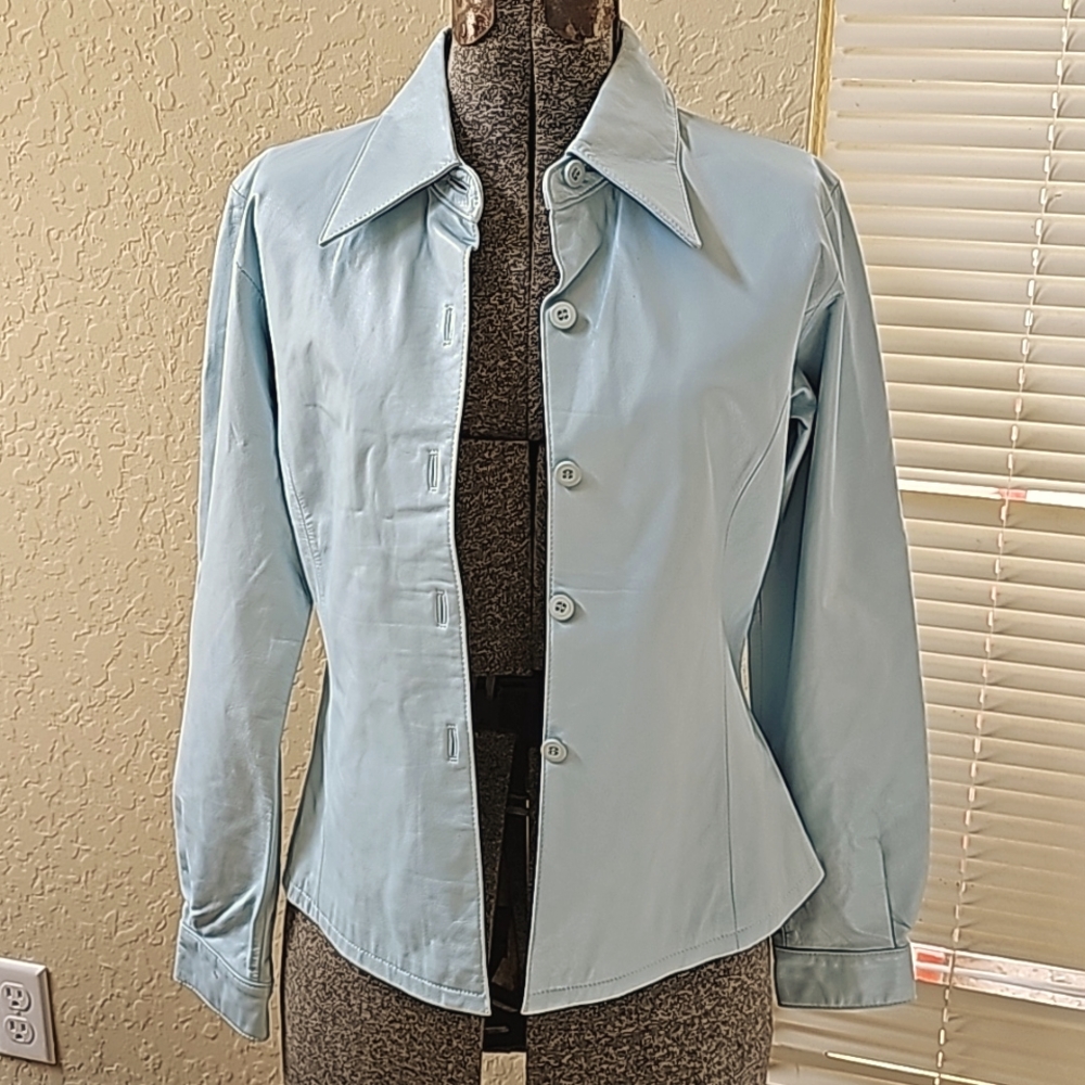 Blue Leather Jacket